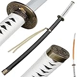 TIAYKO 104 cm Bambus-Katana mit lackierter Scheide aus Massivholz, handgefertigtes Bokken für Kendo-Training, Rollenspiele, Heimdekoration, Ausstellungssammlung, Cosplay, Geschenk, Weiß