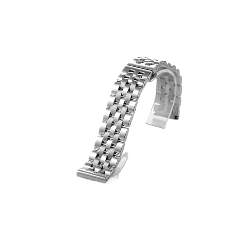 THBGTCNQ Flaches, gebogenes Endband, geeignet for herkömmliche 18–26 mm Uhrenarmbänder aus Edelstahl, Ersatzband(Silver,22mm)