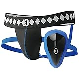 Athletic Cup Groin Protector & Four-Strap No Shift Jock Strap System for Sports, Medium