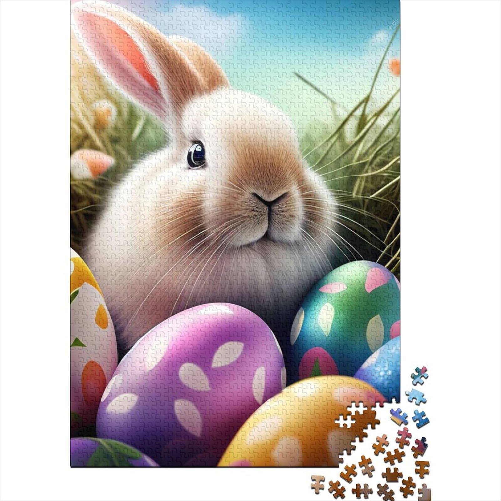 Kaninchen-Osterhase, Tier-Holzpuzzle für Erwachsene und Teenager, 500 Teile für Erwachsene, schwierige Puzzles, Holzpuzzles für Erwachsene und Teenager (Größe 20,47 x 14,96 Zoll)