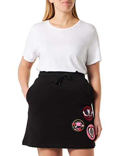 Love Moschino Women's Skirt with 3 Brand Patches A-line Skir, Black, 42