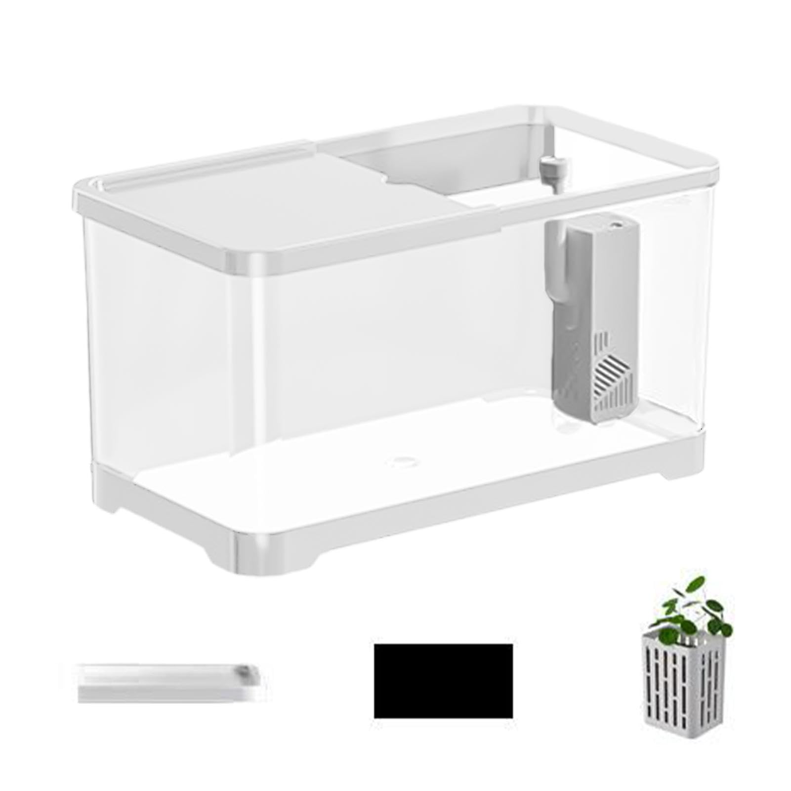 Aquarium-Set, kleines Betta-Fischtank, dekoratives Salzwasser-Aquarium-Set, vielseitiges Aquarium, Fischaquarium mit Korb für Goldfische, Guppy, Garnelen, Quallen