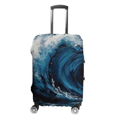 CSGJMYGS Reisegepäckabdeckung, elastisch, waschbar, modisch, kratzfest, blaue Wellenmalerei, Koffer-Schutz, passend für 45,7 - 81,3 cm Gepäck, Stil-2, XL