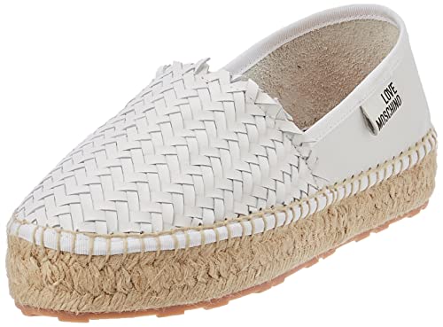 Love Moschino Damen Espadrillas Fahrer-Slipper, Weiß, 38 EU