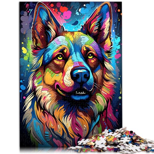 Puzzles Geschenke Spielzeug Bunter Psychedelischer Gemäldehund Puzzles für Erwachsene 1000-Teile Holzpuzzle Stressabbau Schwierige Herausforderung 1000 Teile (50x75cm)