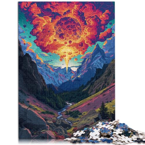 Puzzlespiel psychedelische Landschaftskunst 1000 Teile für Erwachsene Schwierige Puzzles Holzpuzzles Heimdekoration Puzzles 1000 Teile (50 x 75 cm)