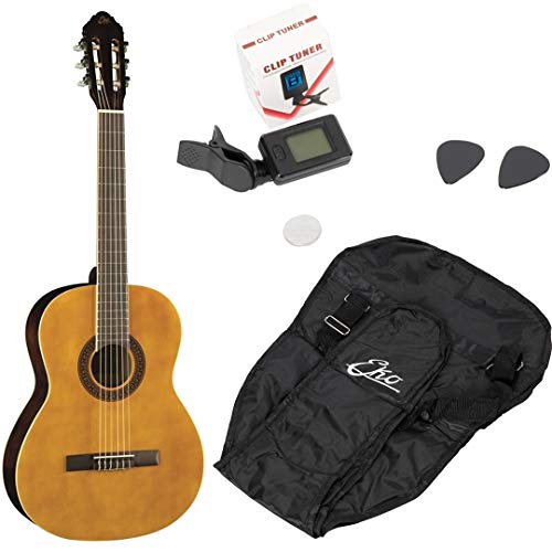 EKO GUITARS – CS-10 PACK, klassische Gitarre CS10 in der Version Pack mit Stimmgerät, Plektren und Tasche