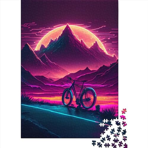 Synthwave Bike-Holzpuzzle für Erwachsene und Jugendliche von Art Jigsaw Puzzles für Erwachsene 1000 Teile Spielspielzeug für Erwachsene Familienpuzzle Geschenk (Größe 29,53 x 19,69 Zoll)