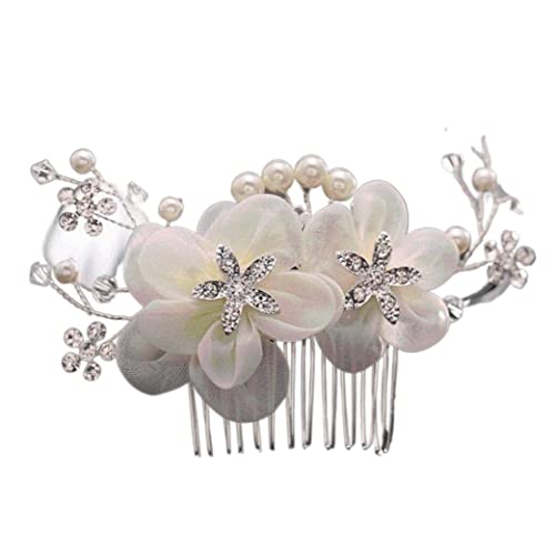 Haarkamm Braut Haar Kamm Hochzeit Haar Seitenkamm Braut Haarspange Kamm Strass Seidenblume Clip Kopfschmuck für Hochzeitsaccessoires Kamm Braut Haarschmuck