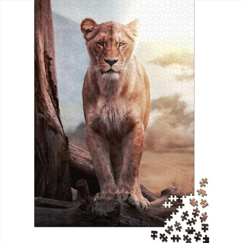 Löwin-Puzzles für Erwachsene, 1000 Stück, Holzpuzzles für Erwachsene und Teenager, ganze Familie und die (Größe: 75 x 50 cm)