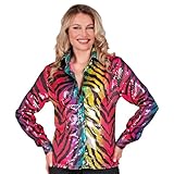 W WIDMANN MILANO Party Fashion - Party Fashion Pailletten Bluse für Damen, Disco Fever, Schlagermove, Damenhemd, Animal Print, Festival, Faschingskostüme