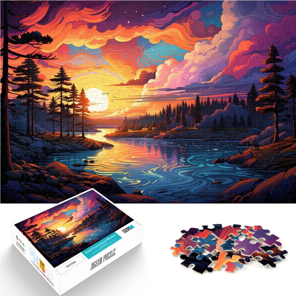 Puzzles, Geschenke, Spielzeug, farbenfrohe Landschaft, 1000 extragroße Teile, Holzpuzzle, anspruchsvoll, Aber unterhaltsam und humorvoll, 1000 Teile (50 x 75 cm)