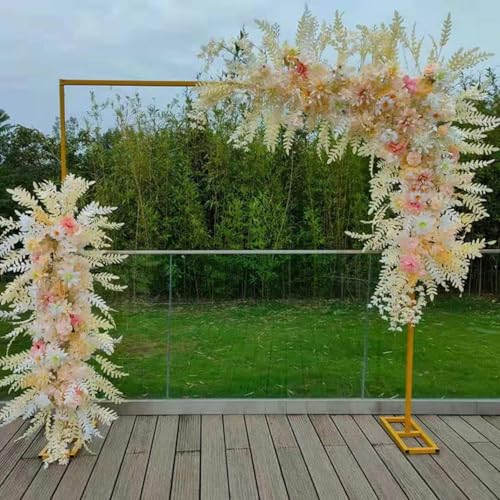 Quadratischer Hochzeitsbogen für Hochzeiten (einziehbar, 3 x 3 m), Hintergrundständer, 3 m hoher Bogen, für Tür, Straße, Garten, Outdoor-Party, Gold