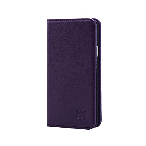 32nd Klassische Series - Lederhülle Case Cover für Samsung Galaxy S6, Echtleder Hülle Entwurf gemacht Mit Kartensteckplatz, Magnetisch und Standfuß - Aubergine