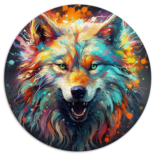 Spielzeug-Puzzle, Psychedelic Art Wolf, 1000-teiliges Puzzle für Erwachsene, 26,5 x 26,5 Zoll, Puzzle mit vollständig ineinander greifenden und zufällig geformten Teilen