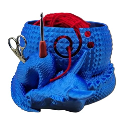 Qbkohphifm Fantasy Dragon Egg Garnschale zum Stricken, Häkelgarnschale zum Stricken, Garnaufbewahrung Organizer Häkelschale, Blau