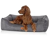 Knuffelwuff orthopädisches Hundebett aus Cord mit Handwebcharakter Nunavut XXL 120 x 85cm Grau - Abnehmbarer Bezug - waschbar - für große, mittelgroße und kleine Hunde