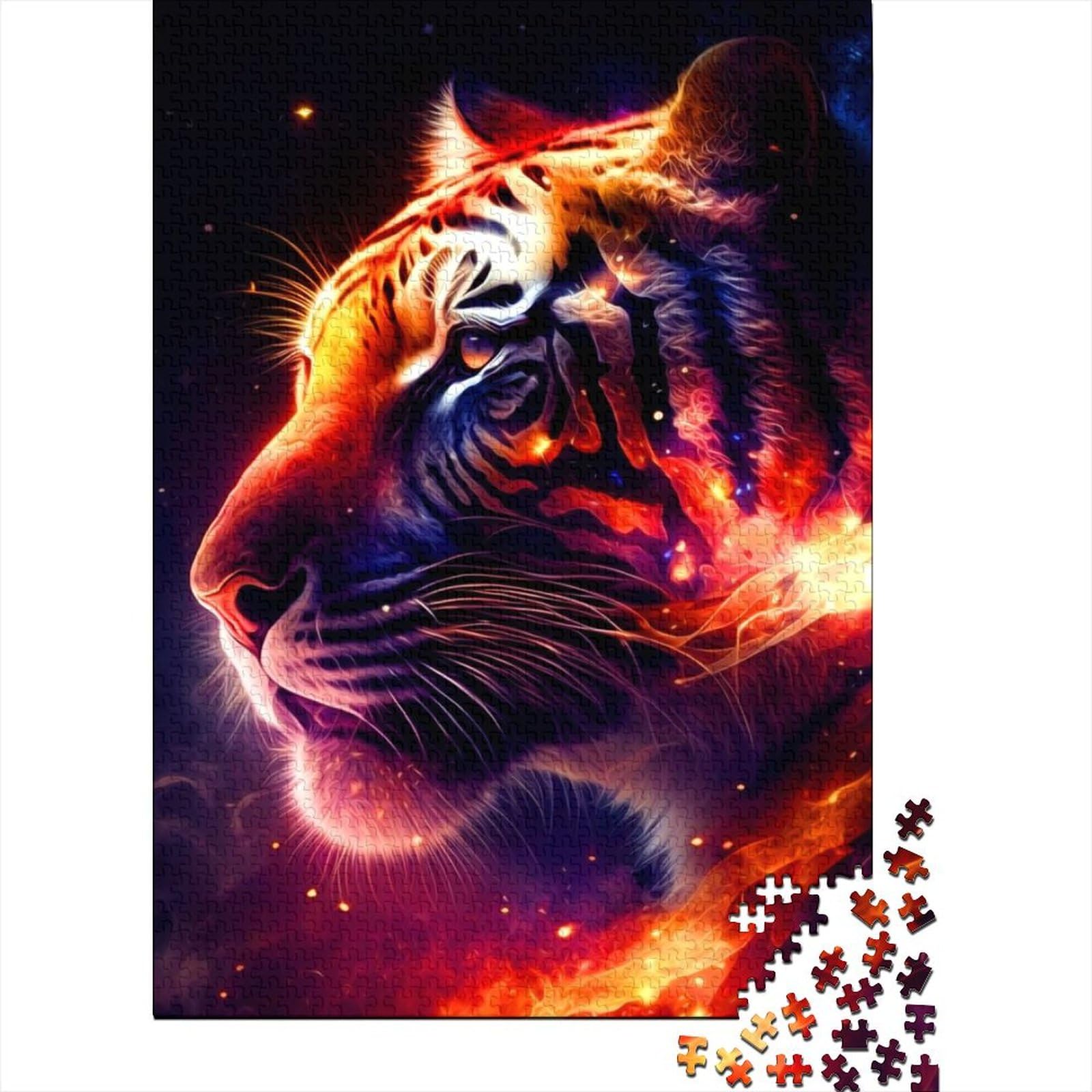 Puzzle mit 1000 großen Teilen für Erwachsene, Tiger Fun Puzzles für Erwachsene, 1000 Teile, Stressabbau, Staycation, Zeitvertreib, 75 x 40 cm