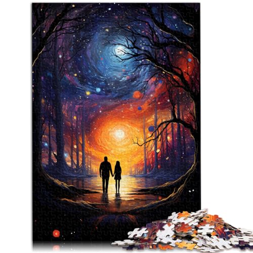 Puzzle, Lernspiele, farbenfrohes, psychedelisches Galaxienpaar, 1000 Teile, Puzzle für Erwachsene, Holzpuzzle, Familiendekoration, 1000 Teile (50 x 75 cm)