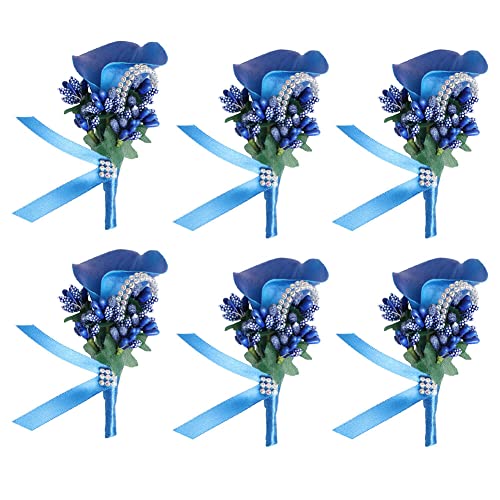 Armband Hochzeitsblumen, Brautjungfern -Armbandband, 6pcs Hochzeit Boutonniere Blume, Blume Revers Pin Boutonniere Corsage Accessoire Girls Männer künstliche Rosencors for Braut Bräutigam (Color : Kl