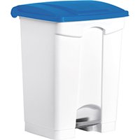 helit Tret-Abfalleimer , the step, , 70 Liter, weiß/blau