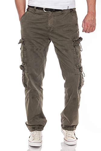 Jet Lag Herren Cargohose FW-012, Farbe:Oliv, W34, L32