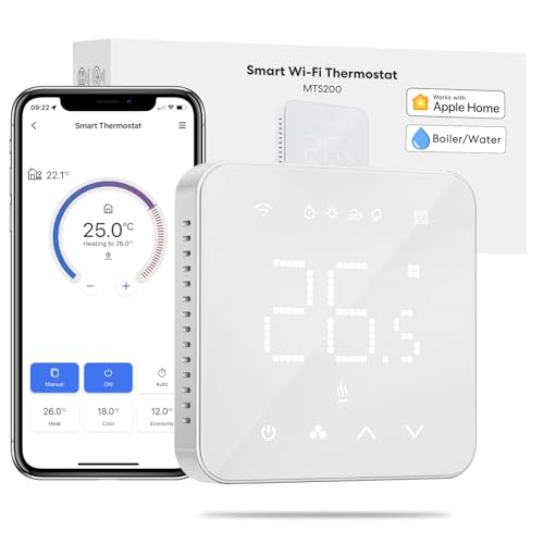 Smart Thermostat Boiler WiFi Thermostat WLAN Heizungsthermostat Raumthermostat Heizen & Kühlen Intelligente Wandthermostat für Siri & Google Sprachfehl, Fernsteuerung