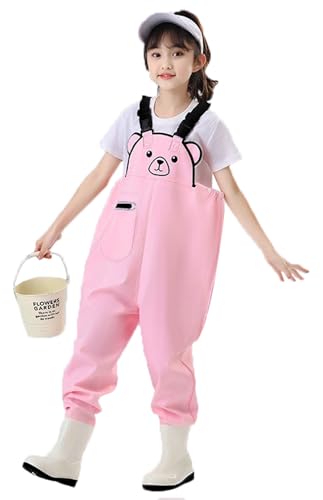 Outdoor Angeln Jagd Kinder Wader Hosen Wathose Kinder Wasserdicht Mit Stiefel Atmungsaktive PVC-Wathose Mit Stiefeln Im Elastischen Taillendesign Für Teenager Von 2 Bis 15 Jahren L,27