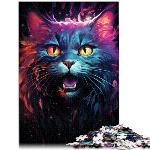 Puzzles für farbenfrohe, Katze aus der Zukunft, 1000-teiliges Puzzle für Erwachsene, Holzpuzzle, Familienspiele, Weihnachts- und Geburtstagsgeschenke, 1000 Teile (50 x 75 cm)