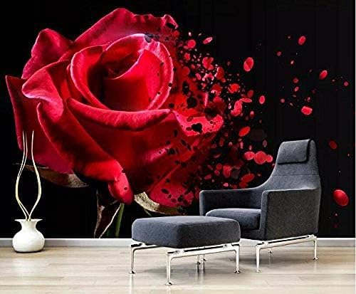 XLMING Abstrakt Rose Rot Romantisch 3D Tapeten Home Esszimmer Sofa Schlafzimmer Wohnzimmer TV Hintergrund-300cm×210cm