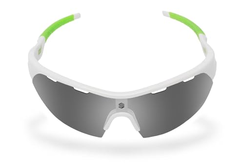 SIROKO - Selbsttönende Sportbrille für Radfahren K3s PhotoChromic FluorWeiß/Grün