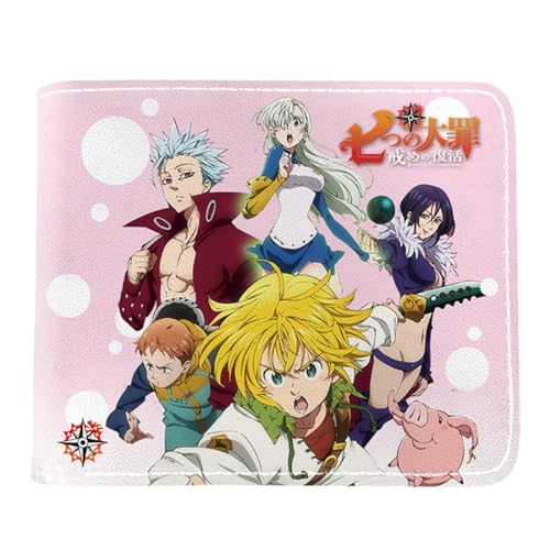 The Seven De-ad-ly SI-ns Geldbeutel Anime Mittelgroß, Cartoon-Münztasche Geldbeutel Klein, PU Leder Kreditkartenetui Reisegeldbeutel, für Anime-Fan-Geschenke Jungen(Color:Multicolor 3)