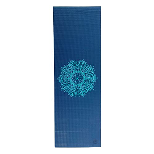 Yogamatte der LEELA COLLECTION, PVC-MAttte mit Öko-Tex 100, petrol, bedruckt mit türkisem Design-Print "MANDALA, Sticky Mat