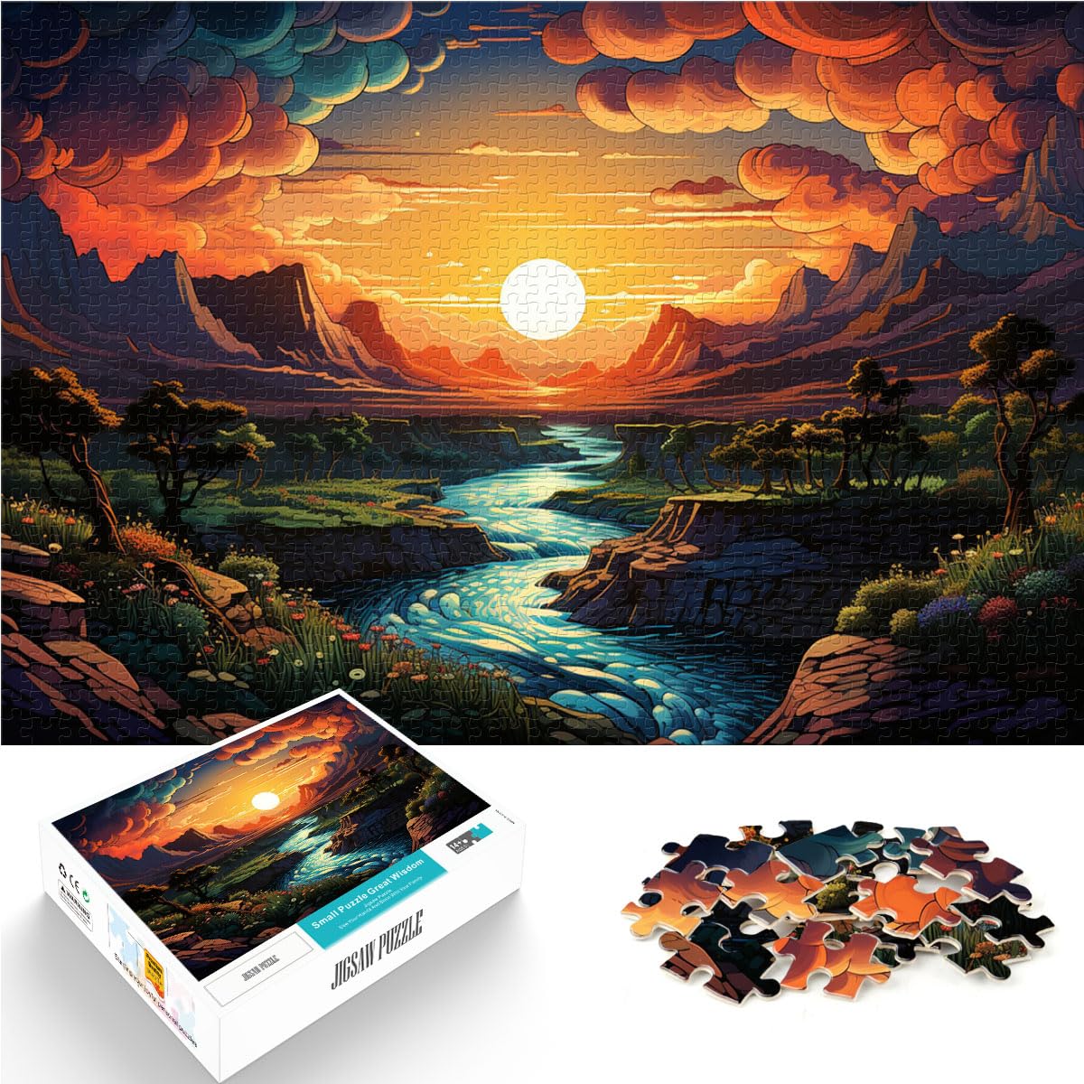 Puzzle, Lernspiele, Sonnenuntergangstour, 1000 Puzzleteile für Erwachsene, Holzpuzzle, anspruchsvolles, unterhaltsames Familienspiel, 1000 Teile (50 x 75 cm)