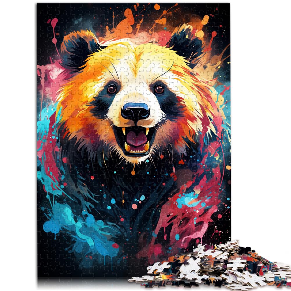 Puzzle-Geschenk, farbenfrohes psychedelisches Panda-Tier, Puzzle 1000 Teile für Erwachsene, Holzpuzzle, anspruchsvolles Spiel, 1000 Teile (50 x 75 cm)