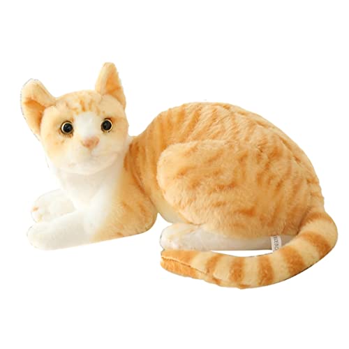 DANAIM Siamesische Katze, Stofftier, Plüsch, Bauchlage, Kurzhaarkatze, Plüsch, Kätzchen, Plüschtier, Haustiere, Plüsch, Weiche Puppen, Geschenke for Kinder, Geburtstag, Weihnachten(Yellow,40cm)