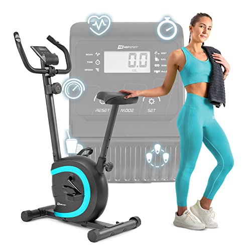 Hop-Sport HS-015H Heimtrainer Fahrrad für Zuhause - kompaktes Fitnessbike ideal für Senioren - Fitnessfahhrad mit Trainingscomputer für EIN max. Nutzergewicht von 120kg Türkis