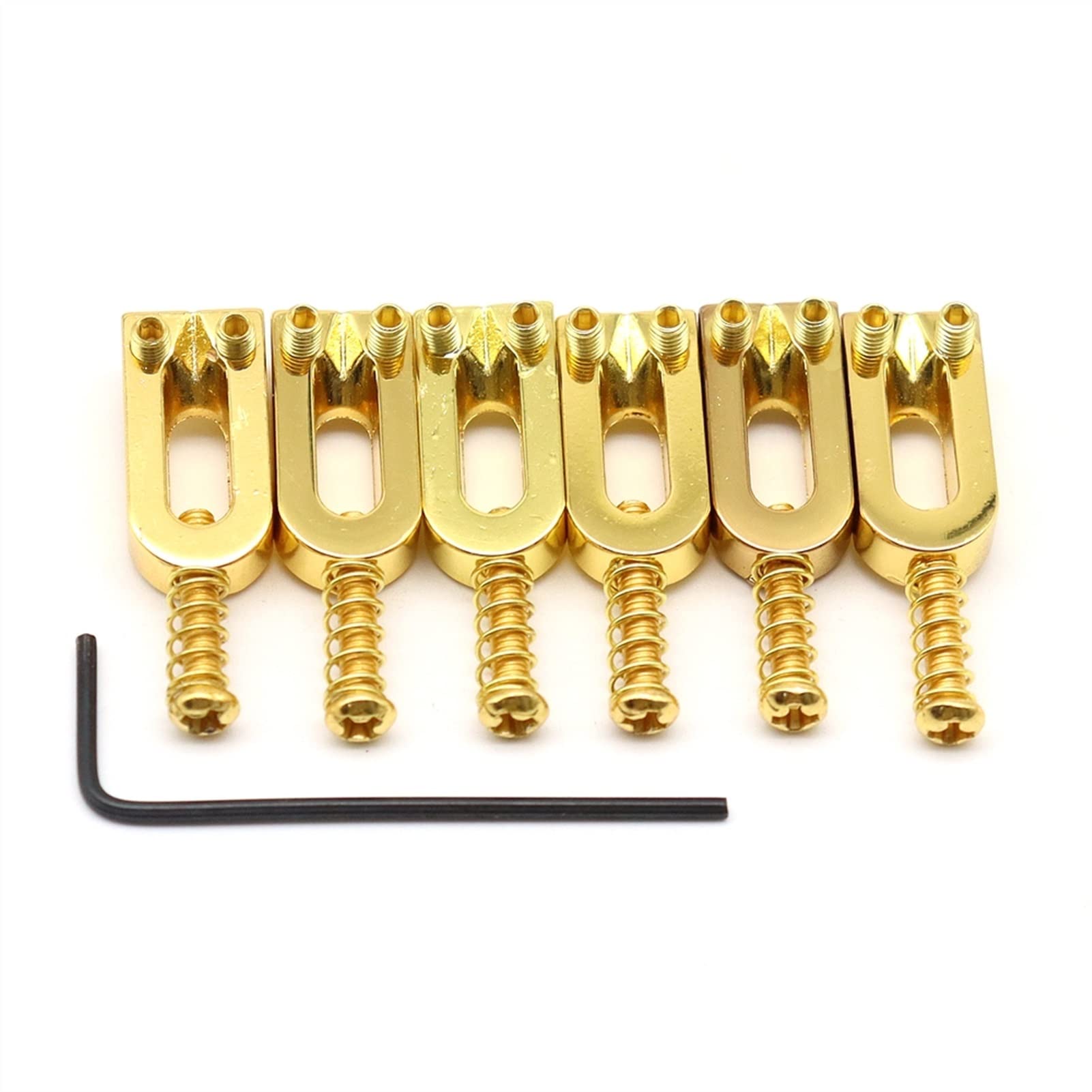 6 Stücke E-Gitarren-Bridge Sattel-String-Sattel Mit Kleinen Schraubenschlüssel-Gitarre-Teilen Gitarrebrücke(6pcs Gold)