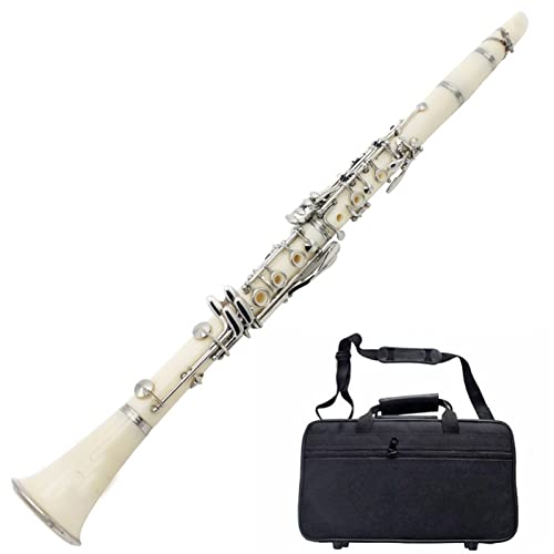 B Flache Klarinette Weiße Klarinette Farbe Klarinette Musikinstrument Anfänger Klarinette (Color : White+light body bag)