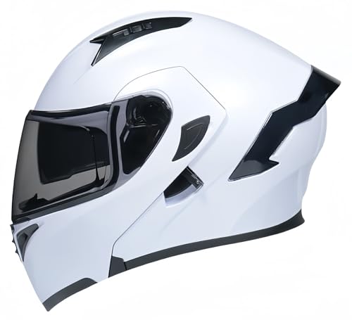 Modularer Integralhelm Für Motorräder, Hochklappbarer Motorradhelm, ECE-Zugelassener Doppel-Integralvisierhelm Für Herren Und Damen, Roller-Motorradhelm Für Erwachsene C,XXL60-61CM