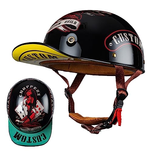 Motorrad Halbschalen Halbhelm Halbschalenhelm Baseballmütze-Helm Baseball Cap Motorradhelm Mit ECE-Zulassung Cruiser Chopper Scooter Helm Für Bike Cruiser Chopper Moped Scooter