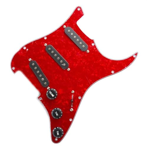 Standard-Pickguard-Tonabnehmer Schlagbrett für E-Gitarre und schwarzer SSS-Tonabnehmer mit vorverdrahteter Schlagplattenbaugruppe (Color : F)