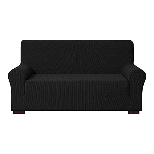 EBETA E Elastisch Sofa Überwürfe Sofabezug, Stretch Sofahusse Sofa Abdeckung Hussen für Sofa, Couch, Sessel 2 Sitzer (Schwarz, 145-185 cm)