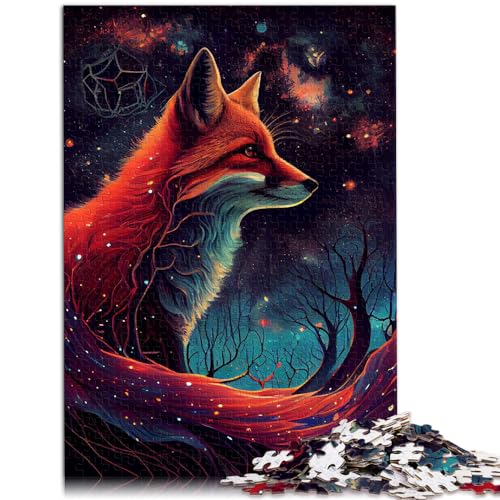 Puzzle Fuchs, Galaxie, Natur, 1000-teiliges Puzzle für Erwachsene, Holzpuzzle, Lernspiele, Heimdekorationspuzzle, schwierig und herausfordernd (50 x 75 cm)