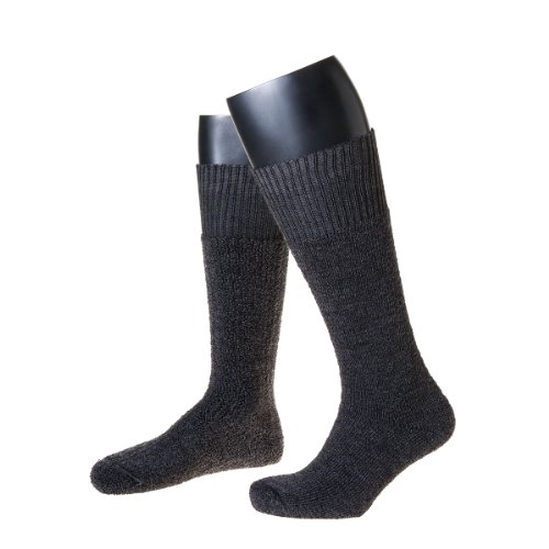 NORDPOL Stiefellange Thermosocke"Immerwarm" aus Vollplüsch (Woll-Polyester-Gemisch), 3 Paar, anthrazit, Made in Germany, Gr. 42-44