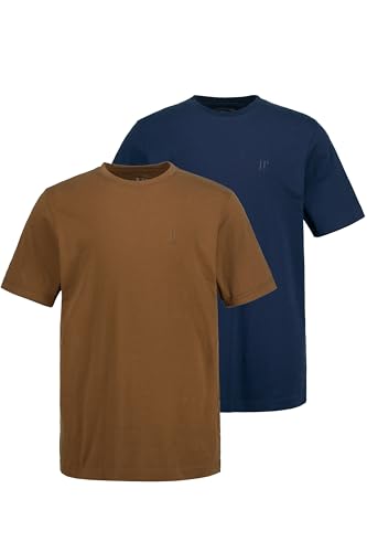 JP 1880 Herren große Größen bis 8XL, T-Shirt im Doppelpack, Basic-Shirt aus Reiner Jerseyqualität, Rundhals, Bequeme Passform Navy, Navy 7XL 702637 70-7XL