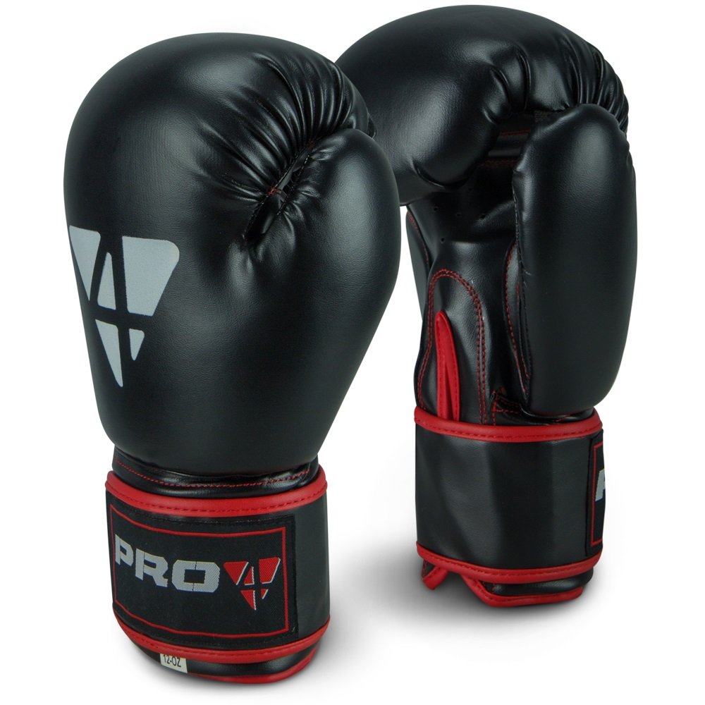 Pro4 Boxhandschuhe Fight - bestens geeignet für Boxen Kampfsport Kickboxen Fitness 8 10 12 14 16 oz unzen schwarz/rot 10oz