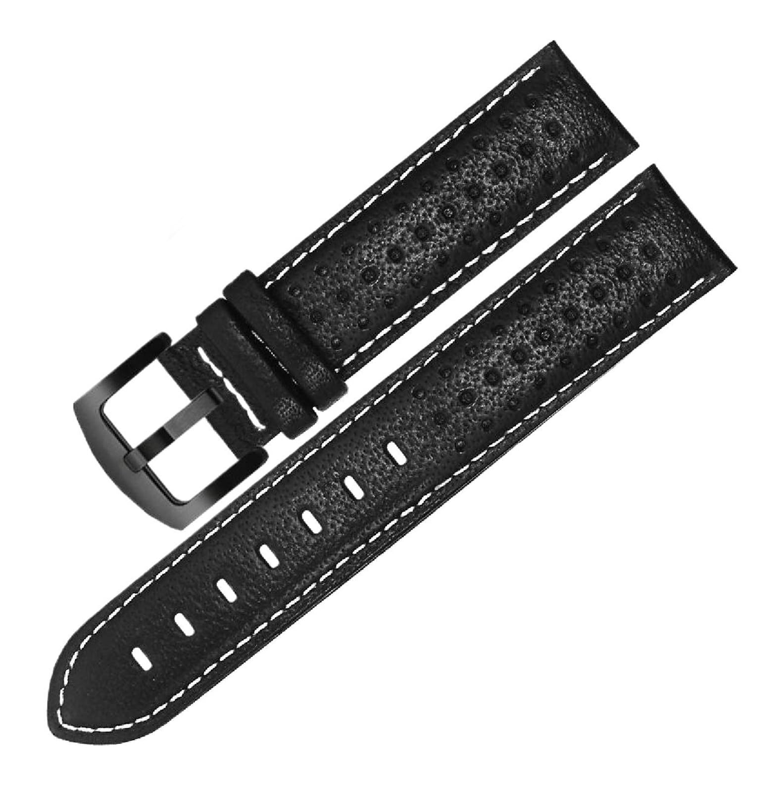 SpaRcz Echtleder-Armbandkette mit Nadelschnalle, schwarzbraun, Armband-Zubehör, 20mm, Farbe 2, 20mm