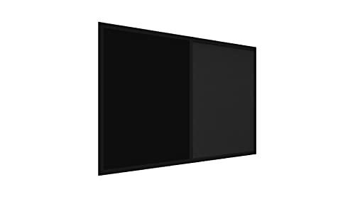 ALLboards Kombitafel 2 in 1 Schwarze Magnetische Kreidetafel & Schwarz Kork-Pinnwand 60x40cm Holzrahmen Schwarz Lackiert, Korktafel Schwarze Magnetische Kreidetafel