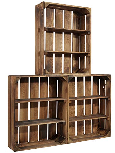 CHICCIE 5 Set Holzregal Schmalhanz 50x40x15cm - Geflammt 2X kurzes Regal